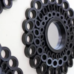 Northlight Set Of 3 Round Black Cascading Angular Orbs Mirrors 9.5"