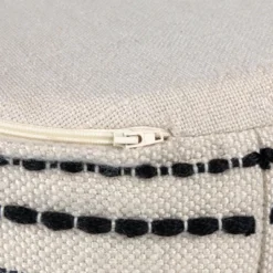 Northlight 18" Striped Cream And Black Outdoor Woven Pouf Ottoman -Northlight GUEST a239571e 92c4 44a5 a0b4 f486ca5d66cc