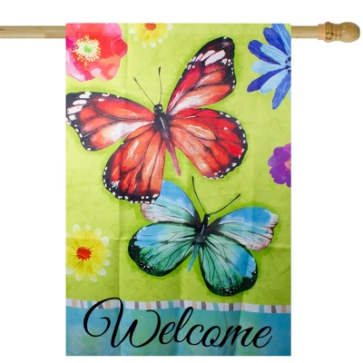 Northlight Welcome Butterflies Green Outdoor House Flag 28" X 40" 3 Northlight Welcome Butterflies Green Outdoor House Flag 28" X 40"