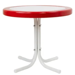 Northlight 22" Outdoor Retro Tulip Side Table, Red And White -Northlight GUEST a835b535 c33f 4117 859b 953bc104ff96