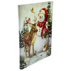 Northlight LED Lighted Snowman And Reindeer Christmas Canvas Wall Art 15.75" X 11.75" -Northlight GUEST a85eda56 c940 4b6f bfd2 5d58af49c5ad