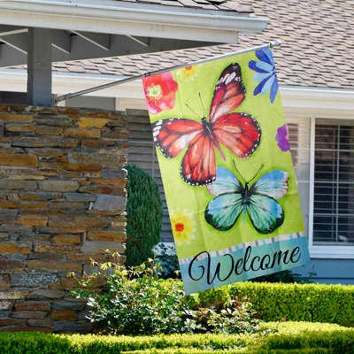 Northlight Welcome Butterflies Green Outdoor House Flag 28" X 40" 4 Northlight Welcome Butterflies Green Outdoor House Flag 28" X 40" - Image 2