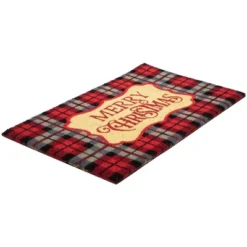 Northlight Red And Black Plaid "Merry Christmas" Rectangular Doormat 18" X 30" -Northlight GUEST ac9774da 7cfe 43f8 9c00 1983e03c2307