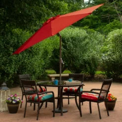 Northlight 9' Outdoor Patio Market Umbrella With Hand Crank And Tilt - Terracotta -Northlight GUEST b12f8070 c5f3 423d bfd5 543d540555a0