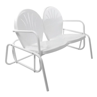 Northlight 48.25" Outdoor Retro 2-Person Metal Tulip Double Glider Patio Chair, White 4 Northlight 48.25" Outdoor Retro 2-Person Metal Tulip Double Glider Patio Chair, White - Image 2