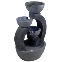 Northlight 31.5" Black Lighted Three-tier Outdoor Garden Water Fountain -Northlight GUEST b2d6d24f ce70 4c39 9e63 883a9fdfb4b0