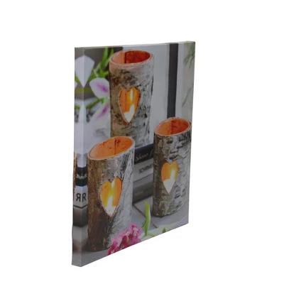 Northlight Gray And White LED Lighted Flickering Rustic Birch Candles Canvas Wall Art 12" X 12" 3 Northlight Gray And White LED Lighted Flickering Rustic Birch Candles Canvas Wall Art 12" X 12"
