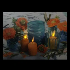 Northlight 15.75" LED Flickering Candles And Flowers Glass Candles Canvas Wall Art