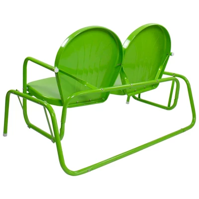 Northlight 48.25" Outdoor Retro Metal Tulip Double Glider Patio Chair, Lime Green 6 Northlight 48.25" Outdoor Retro Metal Tulip Double Glider Patio Chair, Lime Green - Image 4