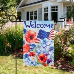 Northlight Welcome Patriotic Americana Outdoor Floral Garden Flag 18" X 12.5" -Northlight GUEST c25f7184 4aa2 46ae b095 9445f8cd1675