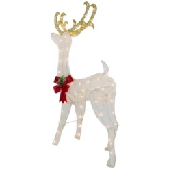 Northlight 48" LED Lighted Glitter Reindeer With Sleigh Outdoor Christmas Decoration -Northlight GUEST c84823ba 21b3 4918 8a8d 44768bc82b54