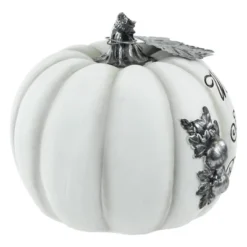 Northlight 8" White And Black "Warm Harvest Blessing" Pumpkin Fall Harvest Decoration -Northlight GUEST cade062a 59a8 4c1b 85f2 ff95ef06acfb