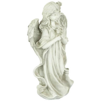 Northlight 17" Peaceful Angel Holding A Rose Outdoor Garden Statue 4 Northlight 17" Peaceful Angel Holding A Rose Outdoor Garden Statue - Image 2