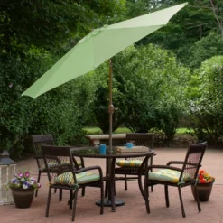 Northlight 9ft Outdoor Patio Market Umbrella With Hand Crank And Tilt, Sage Green -Northlight GUEST cd235ddc faee 458f a3ad d1391cfe7aed