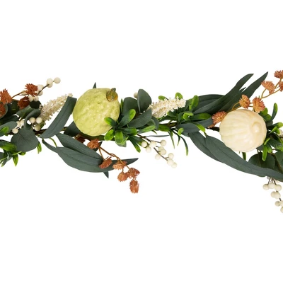 Northlight 5' X 6" Green Gourds And Foliage Artificial Fall Harvest Garland - Unlit 6 Northlight 5' X 6" Green Gourds And Foliage Artificial Fall Harvest Garland - Unlit - Image 4
