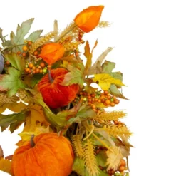 Northlight Velvet Pumpkins And Wheat Artificial Fall Harvest Wreath - 24-Inch, Unlit -Northlight GUEST cf0a84fd ac03 4d0f ac32 78ede52cfd85