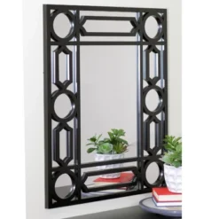 Northlight 29.5" Black Framed Geometric Style Rectangular Wall Mirror -Northlight GUEST cf4fda5c 8570 47f1 827d ba73a05edcb3