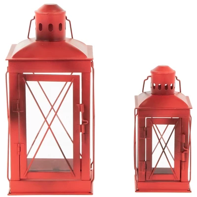Northlight Set Of 2 Antique Red Mission Style Candle Lanterns 12.25" 4 Northlight Set Of 2 Antique Red Mission Style Candle Lanterns 12.25" - Image 2