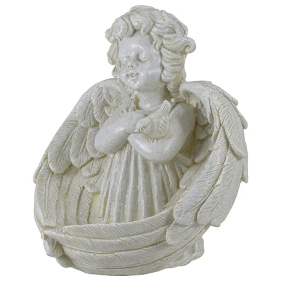 Northlight 9" Cherub Angel Wings Bird Feeder Outdoor Garden Statue 5 Northlight 9" Cherub Angel Wings Bird Feeder Outdoor Garden Statue - Image 3