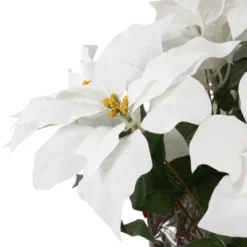Northlight 22" White Artificial Christmas Poinsettia Flowers With Red Wrapped Base -Northlight GUEST d26babd3 94a5 4d30 aec4 93fd4590dc8a