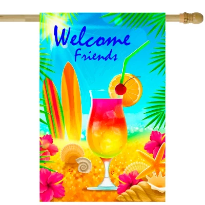 Northlight Tropical Welcome Friends Outdoor House Flag 28" X 40" 3 Northlight Tropical Welcome Friends Outdoor House Flag 28" X 40"