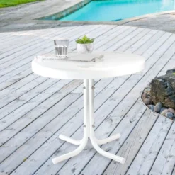 Northlight 22" Outdoor Retro Tulip Side Table, White