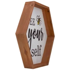 Northlight 16" Wooden Framed "Bee Yourself" Metal Sign Spring Wall Or Tabletop Decor -Northlight GUEST d4b85a88 d178 4d85 9b6a 8b7610a61540