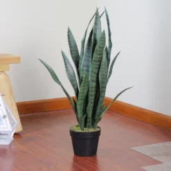 Northlight 29" Potted Two Tone Green And Black Artificial Snake Plant -Northlight GUEST d688a6e8 e121 4d06 9291 33dbd0db8c88