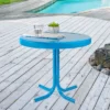 Northlight 22" Round Outdoor Retro Steel Tulip Side Table, Turquoise Blue -Northlight GUEST d74581a4 5326 46a8 90ad 61074e1128fb