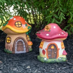Northlight 6.25" Red Mushroom House Outdoor Garden Statue -Northlight GUEST d8310445 254d 441c bb0e fb56e186bc68
