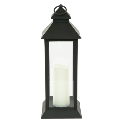 Northlight 15" LED Battery Operated Black Lantern With Flameless Candle 5 Northlight 15" LED Battery Operated Black Lantern With Flameless Candle - Image 3