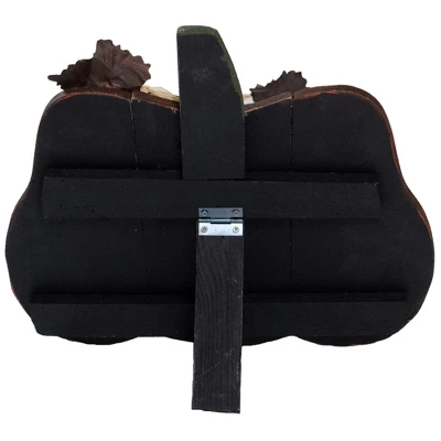 Northlight 10" Green And Orange Fall Harvest Wood Pumpkin 5 Northlight 10" Green And Orange Fall Harvest Wood Pumpkin - Image 3