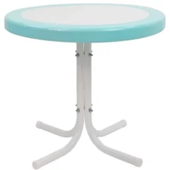 Northlight 22" Outdoor Retro Tulip Side Table, Blue And White -Northlight GUEST dfe1c2da ab7d 45a0 a51a 3aa72e5d3e88