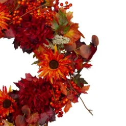 Northlight Leaves And Flowers Fall Harvest Wreath - 24-Inch, Unlit -Northlight GUEST dff2615b 325d 49d2 8a6f 2648ddd4ea2f