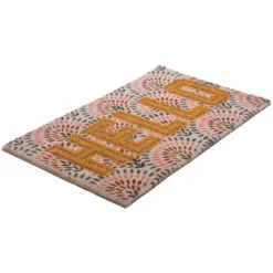 Northlight Brown And Pink "Hello" Floral Coir Outdoor Doormat 18" X 30" -Northlight GUEST e1f747e4 1e56 4330 87be 58ad2ba4b83f