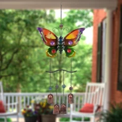 Northlight 24" Purple And Bronze Butterfly Outdoor Garden Windchime