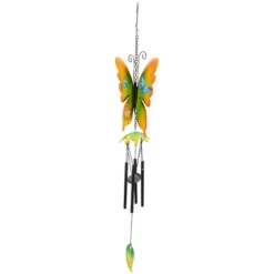 Northlight 15.75" Orange And Green Metal Butterfly Outdoor Garden Windchime -Northlight GUEST e84dbfe0 814a 4f15 9c31 141b8c42a8f4