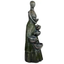 Northlight 39" Lighted Modern Faceless Woman Tiered Outdoor Garden Water Fountain -Northlight GUEST ea2253e4 3804 41e3 a986 62e5e7973875