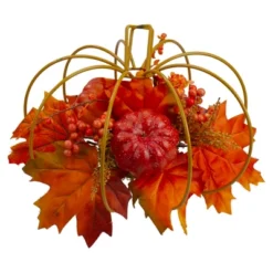 Northlight 12" Autumn Harvest Maple Leaf And Berry Pumpkin Tabletop Centerpiece -Northlight GUEST eb4282f7 56e1 48ad a116 3922db0f15a5