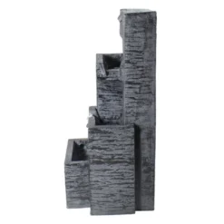 Northlight 32.25" Black And Gray Lighted Three-tier Outdoor Garden Water Fountain -Northlight GUEST eb5917e1 aa99 4de5 9504 c2386fee4357