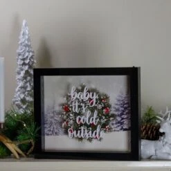 Northlight 14" Black Framed 3D "Baby It's Cold Outside" Christmas LED Decor Box