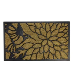 Northlight Natural Coir Hummingbird With Flower Outdoor Doormat 18" X 30"