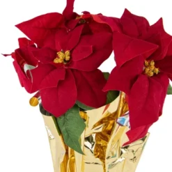 Northlight 16" Red Artificial Christmas Poinsettia Arrangement With Gold Wrapped Pot -Northlight GUEST f5e0f2b5 ac52 4c24 b25e 3663c216e5d7