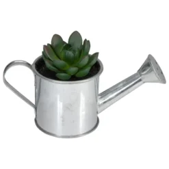 Northlight 4.25" Aloe Vera Succulent In Watering Can Artificial Potted Plant - Green/Silver -Northlight GUEST f9fc4478 b442 45c4 83cc 1bec92793a7d