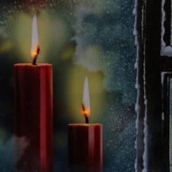 Northlight LED Lighted Snowy Window Pane And Candles Christmas Canvas Wall Art 12" X 15.75" -Northlight GUEST fa9218f7 34a6 4cfd 86a6 3ce06609dc7c