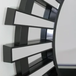 Northlight 25.5" Black Sunburst Round Wall Mounted Mirror