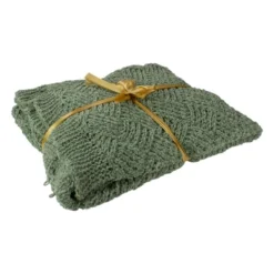 Northlight Green Chenille Cable Knit Rectangular Throw Blanket 50" X 60" -Northlight GUEST fda12e8b e9f6 4e88 b762 d953a89c4e08