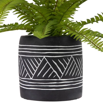 Northlight 12" Artificial Boston Fern Plant In Aztec Pattern Ceramic Pot 5 Northlight 12" Artificial Boston Fern Plant In Aztec Pattern Ceramic Pot - Image 3