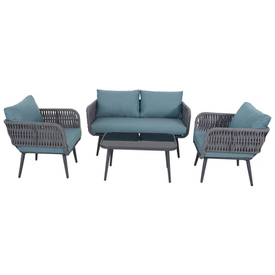 Northlight 4-Piece Caicos Outdoor Patio Conversation Set With Cushions 4 Northlight 4-Piece Caicos Outdoor Patio Conversation Set With Cushions - Image 2