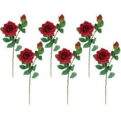 Northlight Set Of 6 Real Touch Red Artificial Rose Stems 19"